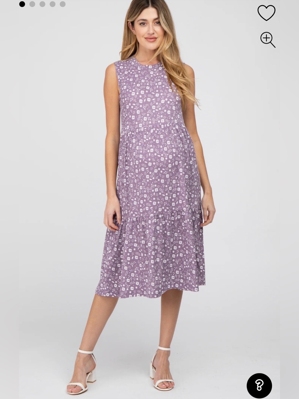 Pinkblush - Purple Floral Ribbed Tiered Maternity Midi Dress